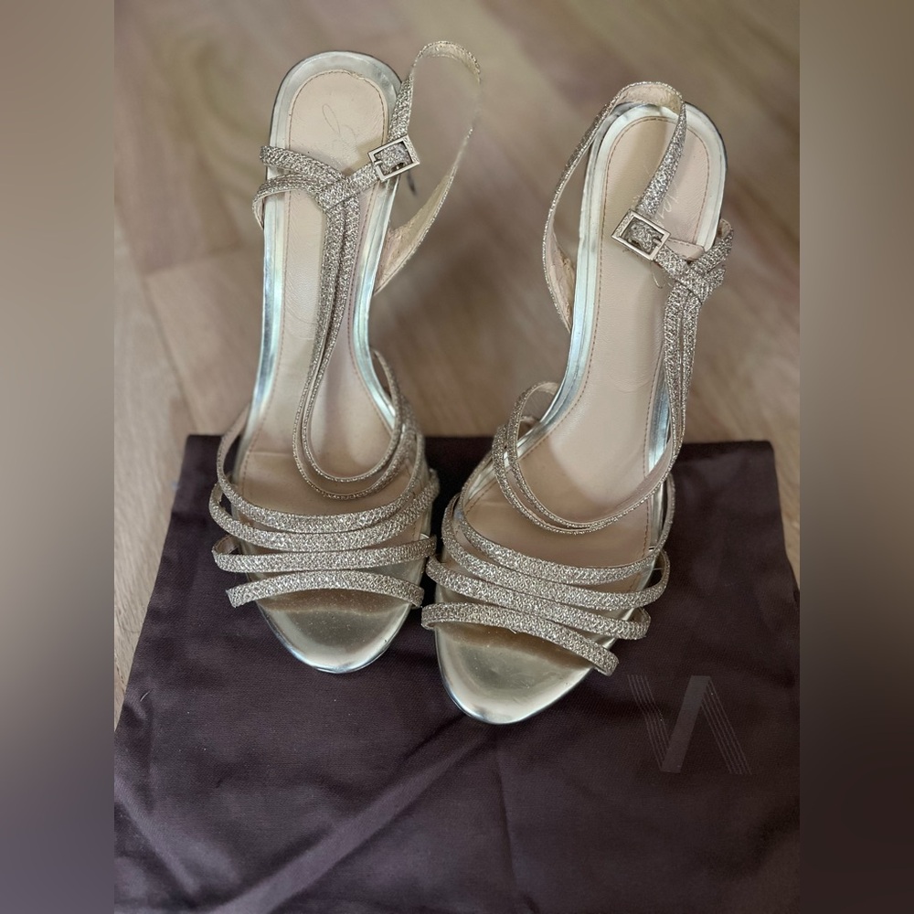Gold Bagdley Mishchak jeweled shoes
